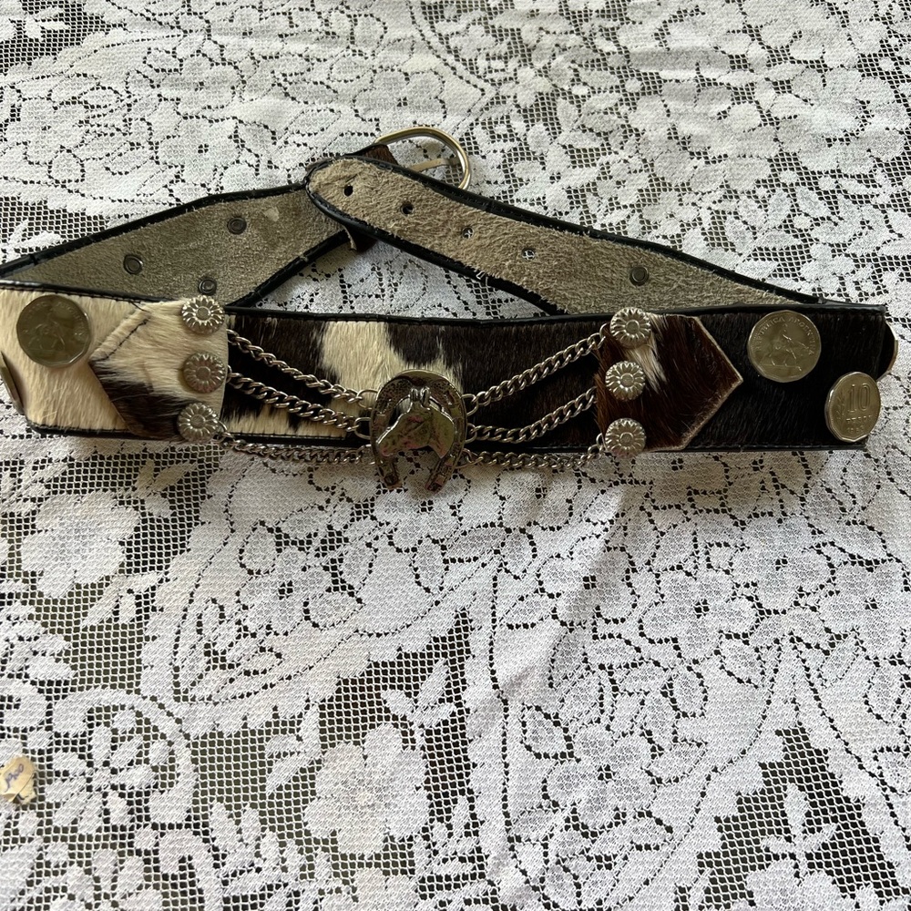 Argentinian Vintage Gaucho Cowhide Coin BeltSize 26/29”